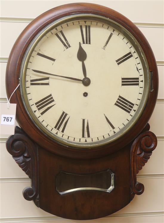 A Victorian mahogany drop dial timepiece